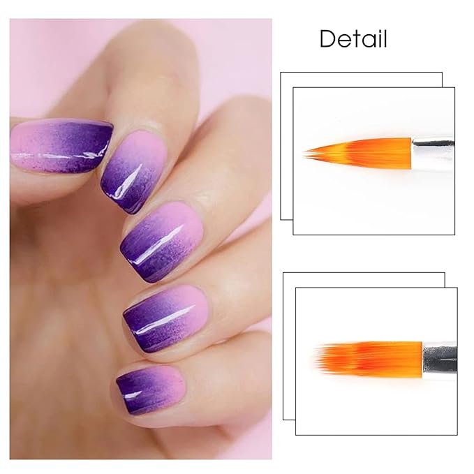 DANNEASY 5Pcs Ombre Nail Brush Nail Art Brushes Set Nail Ombre Brush Nail Pens Nail Gradient Brush Nail Design Kit Nail Art Tools