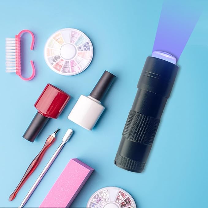 Portable Handheld UV Light For Gel Nails, LED Mini UV Nail Lamp With French Tip Stamp Silicone Head, Small Lámpara Para UñAs U V Flashlight Nail Dryer For Rhinestone Glue Decoration DIY At Home Travel