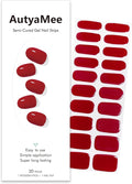 Semi Cured Gel Nail Strips (Ruby Red), 20 Pcs Gel Nail Wraps, Stickers, UV Light Required, Salon Quality, Long Lasting