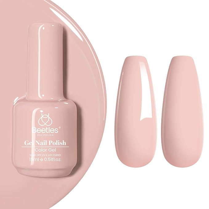 beetles Nude Gel Nail Polish, 1Pcs 0.5Oz 15ml Sheer Pink Gel Polish Light Nude Nail Polish Neutral Soak off Uv Led Lamp Needed Manicure for Home Salon Nail Art DIY Gifts for Her Spring Nails