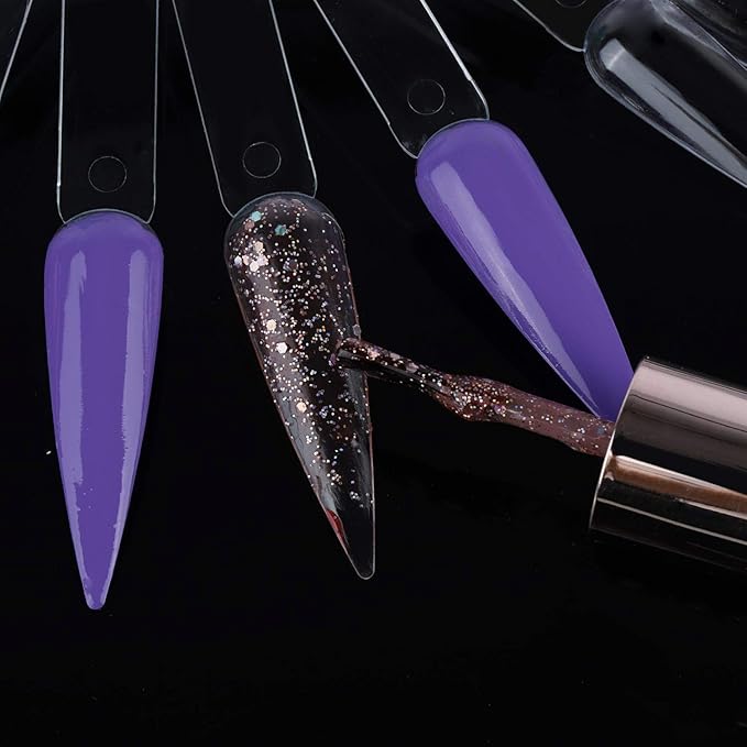 80 Pieces Nail Swatch Sticks Clear Display Sticks Stiletto Practice Tips Nail Color Swatches with Metal Ring