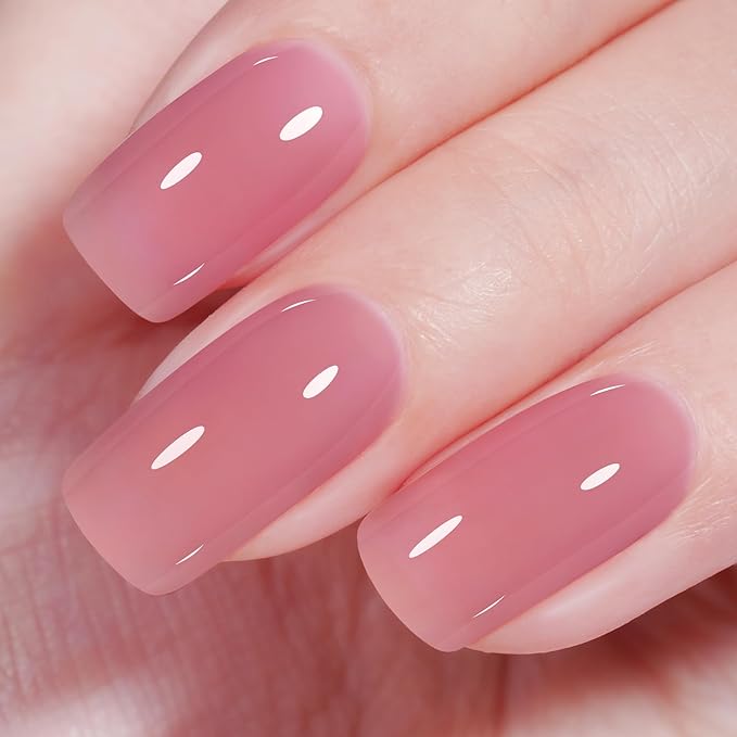 AILLSA Rose Pink Gel Nail Polish Rose Lake Jelly Gel Polish Neutral Sheer Translucent Nude Gel Polish Long Lasting Blush Red Soak Off U V Gel for French Manicure Nail Art at Home 0.51 Oz