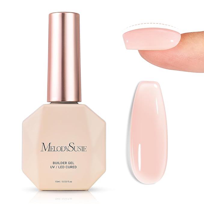 MelodySusie Builder Nail Base Gel Nude Builder Gel for Nails Thickening, Soak Off UV Gel,Extension Gel Rhinestone Nail Glue Gel in a Bottle for Nail Art Design Gift for Women-019