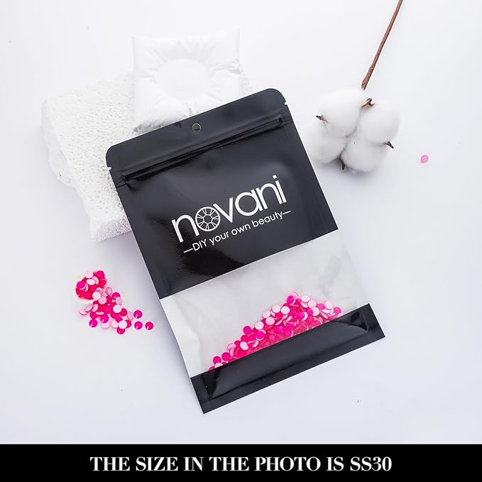 Novani 576 Pieces Flatback Rhinestones Glass Round Gems Neon-Rose Crystals for Nail Art DIY Crafts Clothes Shoes,SS30,6.4-6.6mm