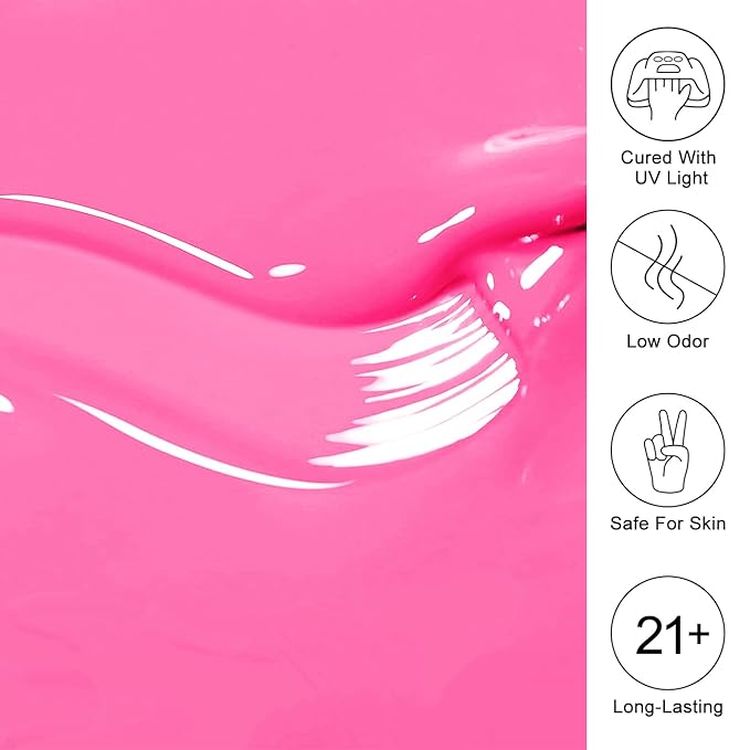 Imtiti 10ml Fuchsia Gel Nail Polish Long Lasting Soak Off UV Led Summer Gel Polish Salon DIY at Home Gift for Women 1Pcs