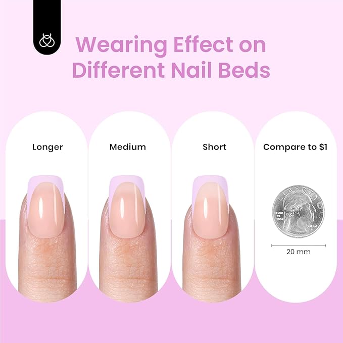 Beetles Spring Press On Nails 224 Pcs 7 Colors, French Tip Nails Short Square Classic Fake Nail Tips, Pastel Romance Macaron Soft Gel Nails False Nails Art DIY For Women