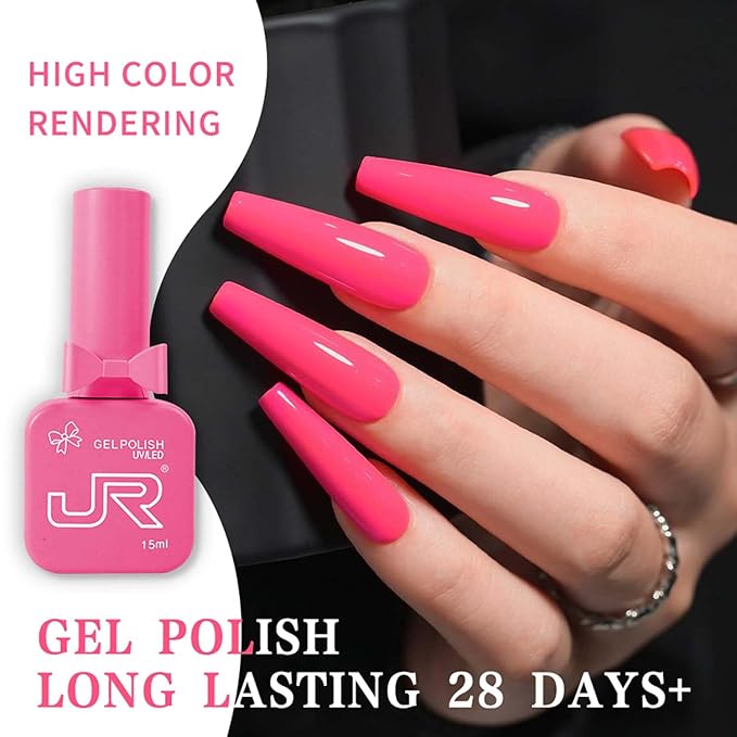 JR 9pcs 15ml Gel Nail Polish Set Pink Gel Polish Kit Soak Off Polish Nail Art Manicure Salon DIY Home UV Gel polish Gift G