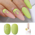 Double Rhythm Gel Polish 15ML Jelly Sheer Pastel Light Milky Color Pearl White Bottle 1 PC 0.5 OZ Full Size Nail Art Salon at Home (Green-D1410)