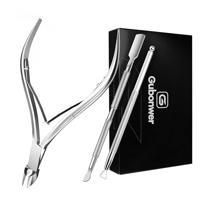 Cuticle Trimmer with Cuticle Pusher and Cutter Cuticle Nippers & Cutter Set, Professional Stainless Steel Cuticle Cutter Manicure Tools For Precise Nail Care Fingernails & cuticle scissors 3 Piece Set