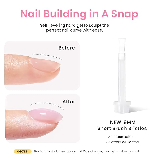 Beetles Builder Gel Set HEMA Free-Bare Mist 4 Color 7 in 1 Nail Thickening Strengthening Building Apex with Base & Top Coat for Beginner DIY Salon at Home,Jelly Builder Nail Gel,UV & LED Lamp Cured
