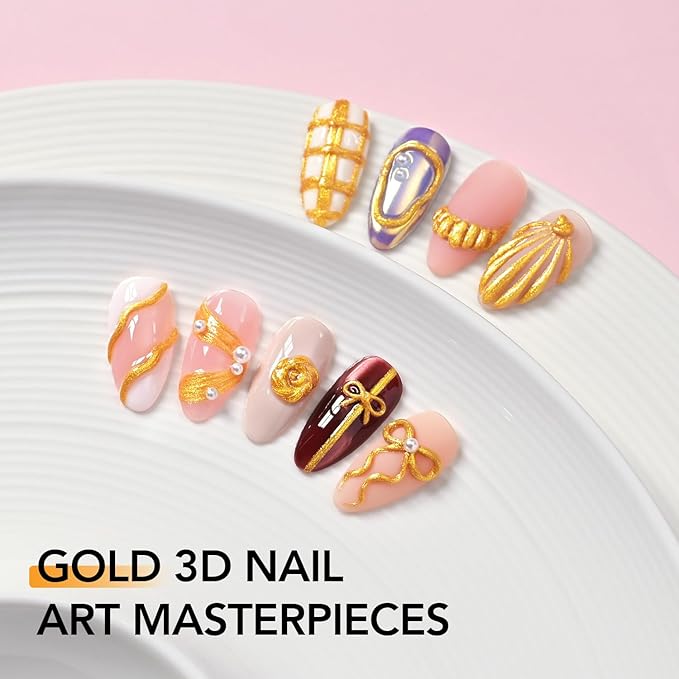 GAOY Gold 3D Nail Gel, 15g Sculpting Gel for 3D Nail Art Designs Carving, Molding, Painting, No Wipe Gel for Gems & Charms Decoration, Salon DIY Use