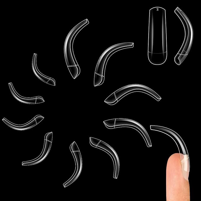 NOVO OVO Halloween 500 pcs Hawk Curved Trasnparent Extra Super Extreme Deep Curve Half Cover Long Square Tapered Eagle Claw False Nail Extension Tips Acrylic Nail 10 Sizes Bag Packaging Art Salon DIY
