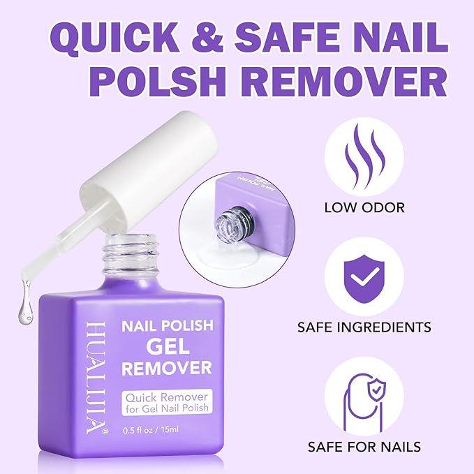 Gel Nail Polish Remover Kit, Gel Polish Remover for Nails - Quickily and Easily Removes Gel Nail Polish at Home in 2-5 Mins - No Need for Foil, Soaking or Wrapping,15ml