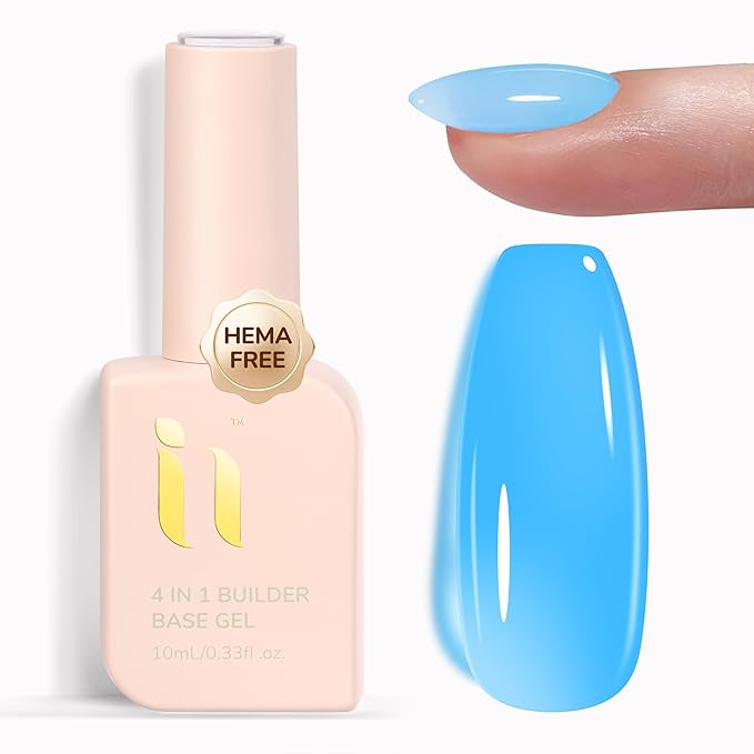 Rubber Builder Base Gel Polish, Vegan Smudge Proof, Strengthens Thin Nails, Hema Free Hypoallergenic Gel for Building Apex Shine Finish, Thickening & Repair