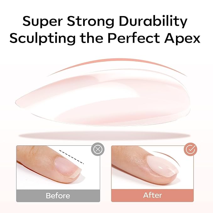 modelones Rubber Builder Nail Gel Base Coat, Jelly Nude Translucent Builder Base Nail Gel Thickening Strengthening Building Apex for Beginner DIY Salon at Home