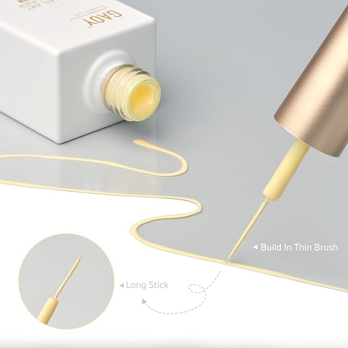 GAOY Yellow Swirl Gel Nail Polish Art Liner, 12ml Pastel Butter Yellow Color Nail Paint Design with Thin Brush, UV Light Cure for DIY French Manicure at Home