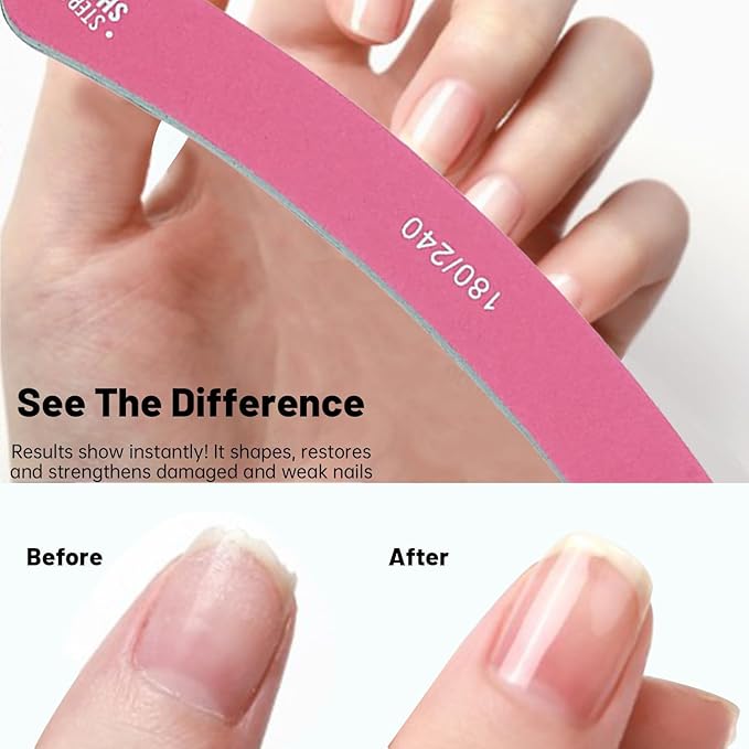 Nail Files, Dual Sided Nail Files for Natural Nails, Emery Boards Nail Filer for Acrylic Nails 180/240 Grit 20pcs