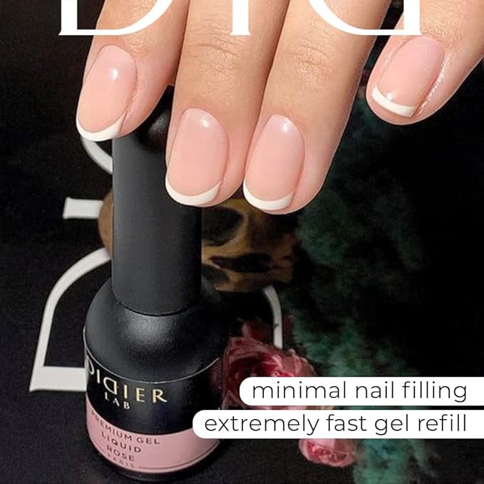 Didier Lab - Premium Gel Liquid Rose - Builder Gel in a Bottle - Nail Extension for up to 5mm - Viscous - Easy Application - Suitable for Beginners - For UV Lamp – French Manicure – Pink Colour