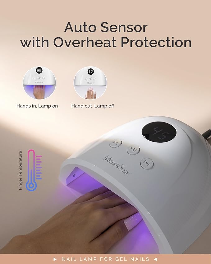 MelodySusie UV Nail Lamp No Wipe Glossy Top Coat Base Coat Builder Gel Set