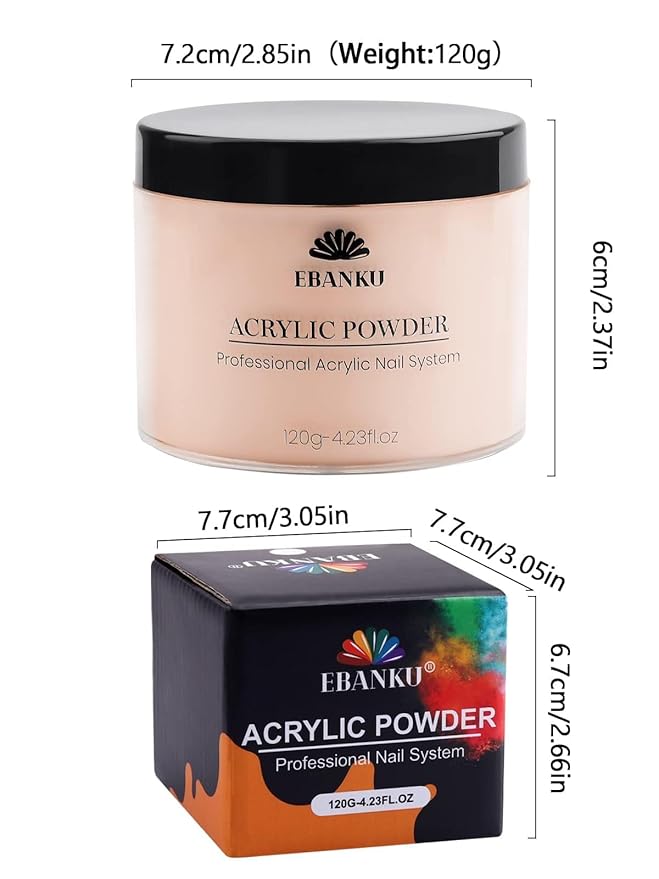 EBANKU Acrylic Powder Nude 120g/4.23oz Professional Acrylic Nail Powder for 3D Fingernail Carving & Nail Extensions Manicure, Long Lasting, No Nail Lamp Needed
