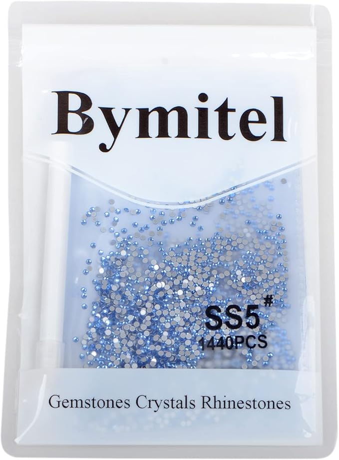 2880PCS Art Nail Rhinestones Non Hotfix Glue Fix Round Crystals Glass Flatback for DIY Jewelry Making with one Picking Pen (ss5 2880pcs, Lt. Sapphire)