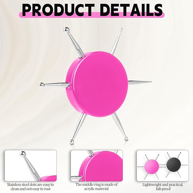 2Pcs Nail Dotting Tool, 6 In 1 Nail Dotting Pen, Stainless Steel Circular Dotting Tools, Nail Art Dotting Pen Tool Kit for Manicure Painting Embossing Tracing