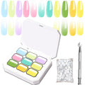 Gradient Painting Gel Nail Polish Set, 9 Colors Pink Purple Green Yellow Ombre Gel Nail Polish with 50pcs Nail Sponges 4 Claws Grabber Brush Sponge Pat Solid Nail Art Paiting Gel Polish Natural French