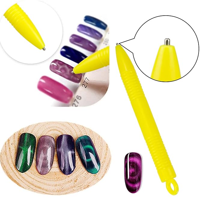 Ideal Swan 8 Pcs Nail Magnet Set Cat Eye Gel Nail Polish, Double-head Flower Design Nail Magnet Pens Magnet Stick 3D Magnetic Cat Eye Gel Polish Nail Art for DIY 3d Magnetic, Salon