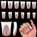 outopen 120pcs Duck Nail Tips Short Caramel Pink French Duck Tips Full Cover Fan Flare Duck Tips for Wide Press on Nail Crystal Duck Feet Nail Tips for Polygel Acrylic Extension, 12 Sizes