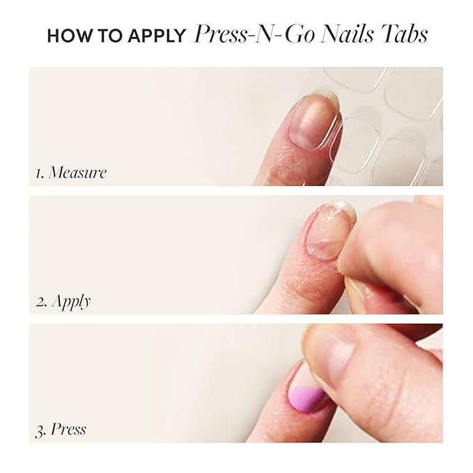 Glamnetic Press 'n Go Instant Nail Adhesive Tabs | Short Term Wear, Easily Removable & Less Damaging, Customized Fit | 90 Tabs