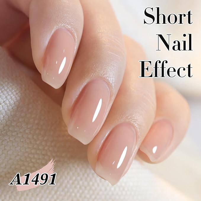 Double Rhythm Translucent Gel Polish Sheer Neutral Natural Light Milky Same Color Same Bottle 15ML Jelly UV Polish Nail Art DIY at Home (Milky Almond-A1491)