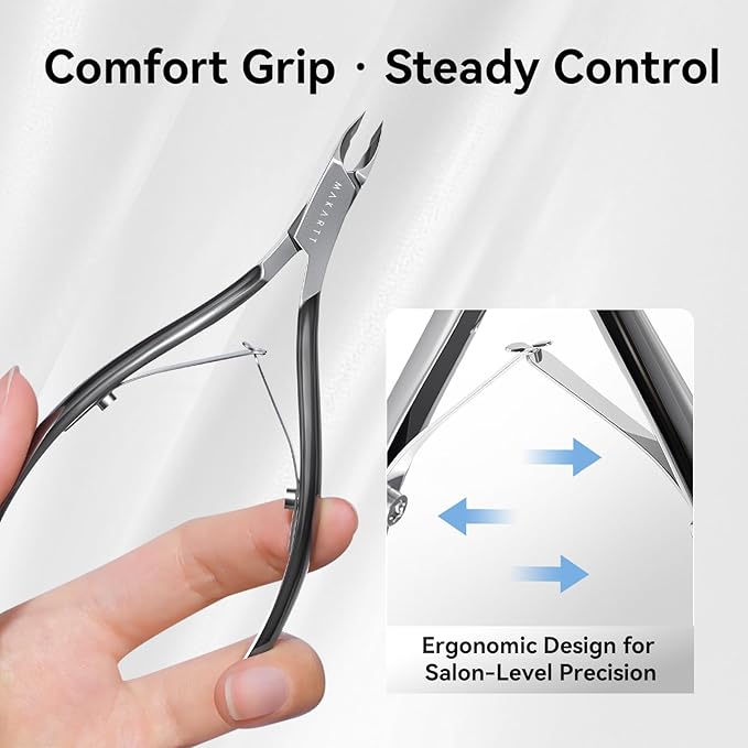 Makartt Professional Cuticle Nipper: 1/2 Jaw Precision Cuticle Trimmer for Beginners & Nail Technicians, 5mm Short Blade, Rust-Resistant Stainless Steel, Salon & Detailed Nail Art Use (Titanium Black)