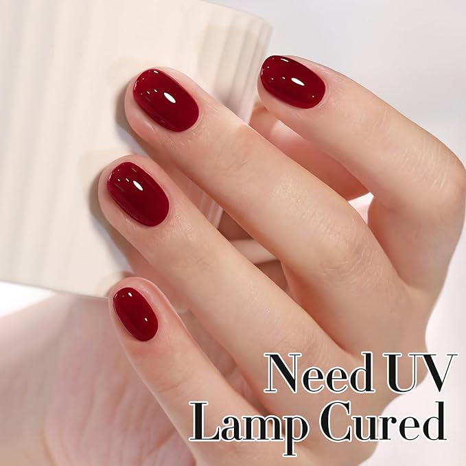Double Rhythm 0.50 OZ Gel Polish Hema Free Same Color Same Bottle Golden Round Translucent Neutral Natural Milky 15 ML Jelly UV Polish Art DIY at Home (Dark Burgundy-C1563)