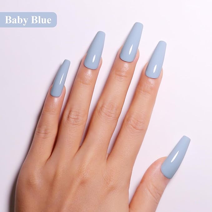 Imtiti Blue Gel Nail Polish, 0.5 Fl Oz Baby Blue Gel Polish Soak Off LED UV Spring Summer DIY Art Starter Manicure Salon