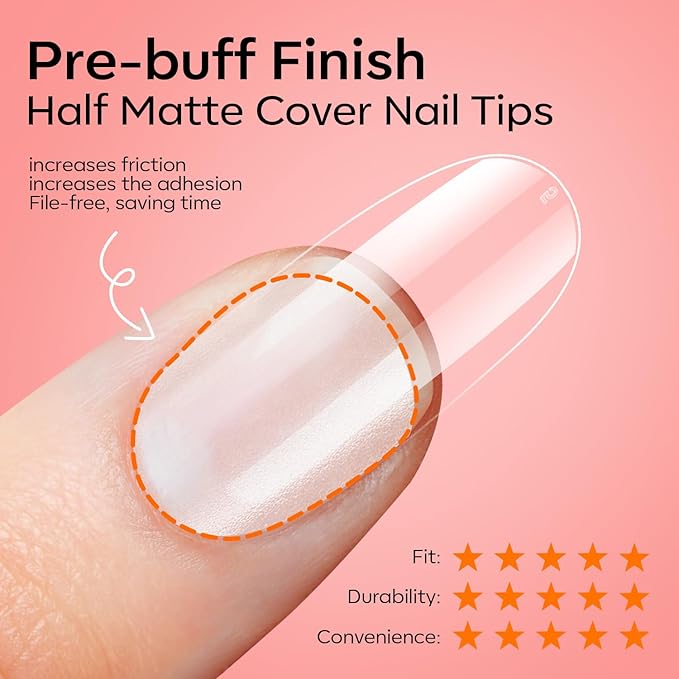 modelones Medium Oval Gel Nail Tips Kit, 9-in-One Nail Glue with Portable U V Lamp 216Pcs 12Sizes Pre-Etched Round Press ons Fake Acrylic Extension Kit DIY Salon Gift for Women