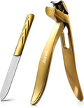 BEZOX Toe Nail Clippers for Seniors Long Handle - Toenails Clipper for Thick Nails, Fingernail Clipper for Men and Women - Golden