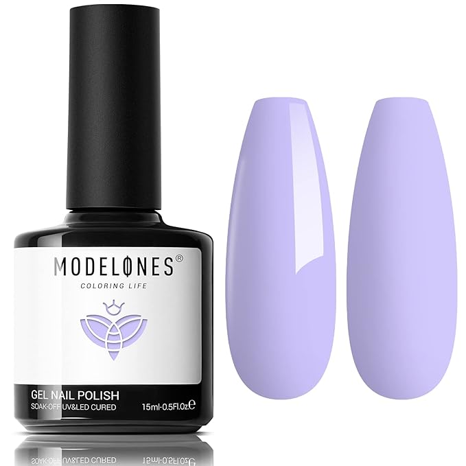 modelones Purple Gel Nail Polish Pastel Polish Lilac Purple Nail Polish Violet Soak Off Led Nail Gel Polish DIY Nail Art 15 ML
