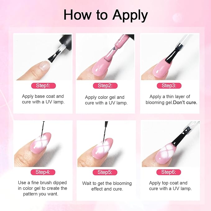 JODSONE 16.5ml Clear Blooming Gel Nail Polish for Spreading Effect Marble Natural Stone Watercolor Floral Print Nail Painting and Can Be Easily Used Suitable for DIY Nail Art