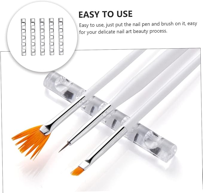 5pcs Nail Art Transparent Pen Holder Nail Tech Accessories Fountain Pen Holder Nail Art Brush Organizer Nail Art Accessories Nail Art Pen Rest Nail Beauty Penholder