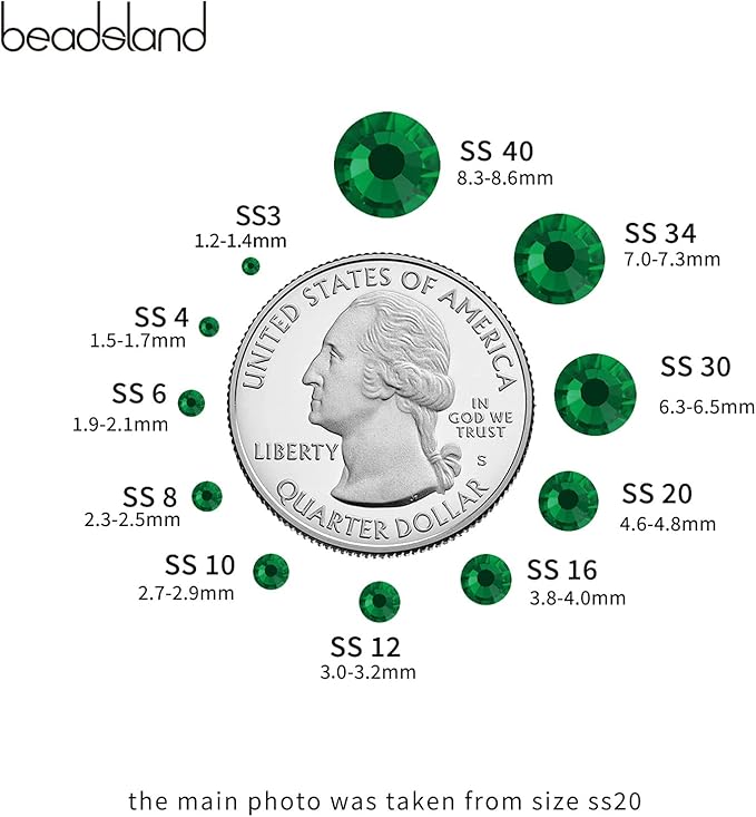 Beadsland 2880pcs Flat Back Crystal Rhinestones Round Gems for Nail Art and Craft Glue Fix,Emerald,SS8,2.3-2.5mm