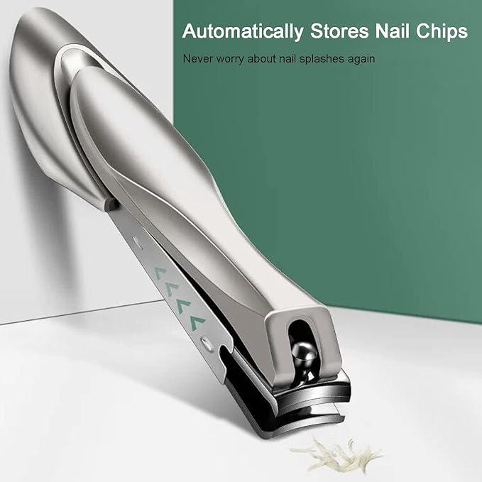 Nail Clippers with Catcher for Thick Toenails and Fingernail, Professional Sharp Nail Clippers for Men and Women Grey