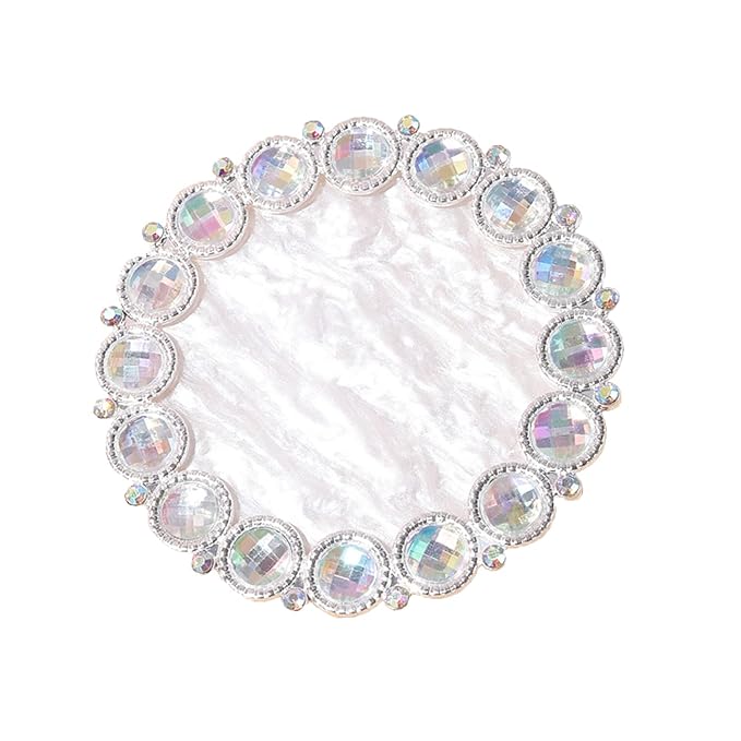 Gel Nail Palette CXUEMH Vintage Resin Nail Art Palette with Pearls, Rhinestones Edge Nail Color Mixer Nail Holder for Painting Nails Nail Art Display Polish Holder Manicure Tool (white (Crystals))