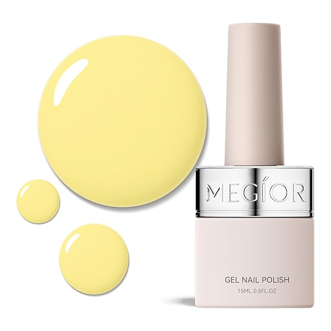 MEGIOR Goose Yellow Gel Nail Polish 0.5 Fl Oz Bright Yellow Soak Off UV LED Lamp Light Cure Gel Polish Kit for Salon and Nail Art Starter Manicure DIY at Home