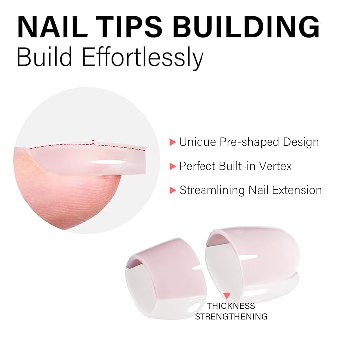 AILLSA RealFit Natural Color Short Coffin Press On Nails 4 in 1 Pre-applied Tip Primer, No Need to File Easy to Apply Long Lasting False Nail for Salon Home DIY Gifts 150 PCS