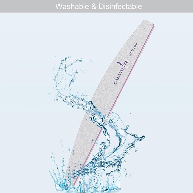 Canvalite 100 PCS Nail File Professional Nail Files Reusable Double Sided Emery Board(100/180 Grit) Nail Styling Tools for Home and Salon Use
