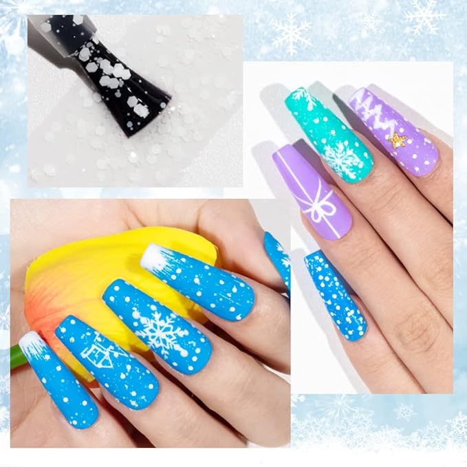 MIZHSE White Spot Gel Nail Polish, Snow Gel Polish Winter Style Snowflake Effect Soak Off UV LED Gel Polish Home Manicure Nail Art Salon 10ml