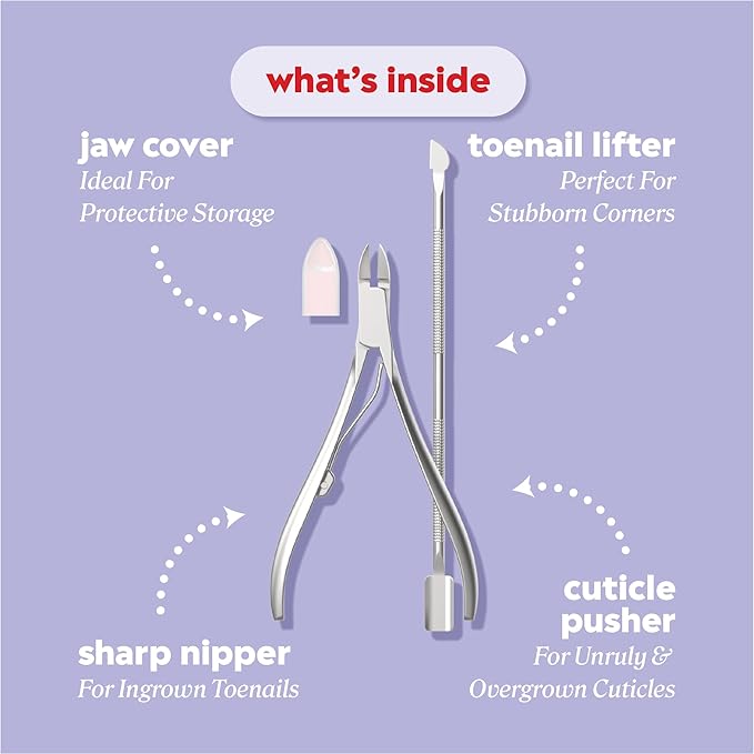 Onyx Professional Ingrown Toenail Kit with Toenail Clippers & Double-Ended Cuticle Pusher, Durable Stainless Steel, Easy to Use Ingrown Toenail Removal Kit, 2 Piece At-Home Pedicure Tools