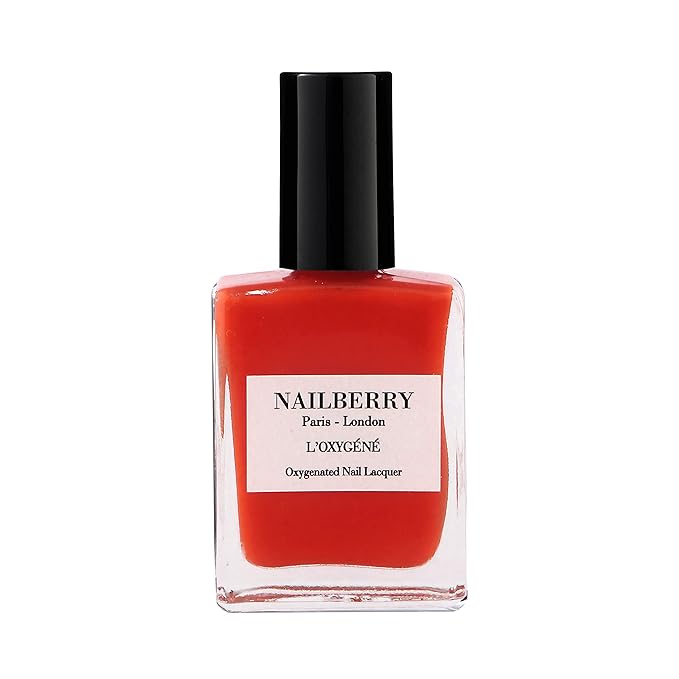 Nailberry L'Oxygéné Oxygenated Nail Lacquer | Joyful | Spice Orange-Red Opaque Nail Polish | UV Protected Long-Wear Nail Polish | 12-Free | Vegan | Certified Halal | Cruelty & Gluten Free | 15 ml