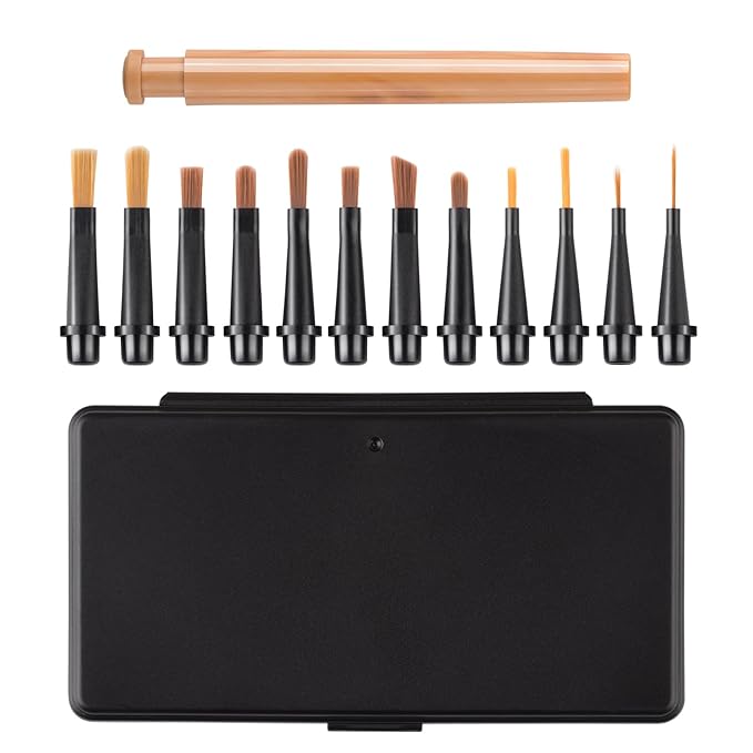 NMKL38 12 Pcs Replacement Nail Drawing Pen, Nail Art Painting Pen Brush Acrylic Round Flat Painting Drawing Liner Nail Tools
