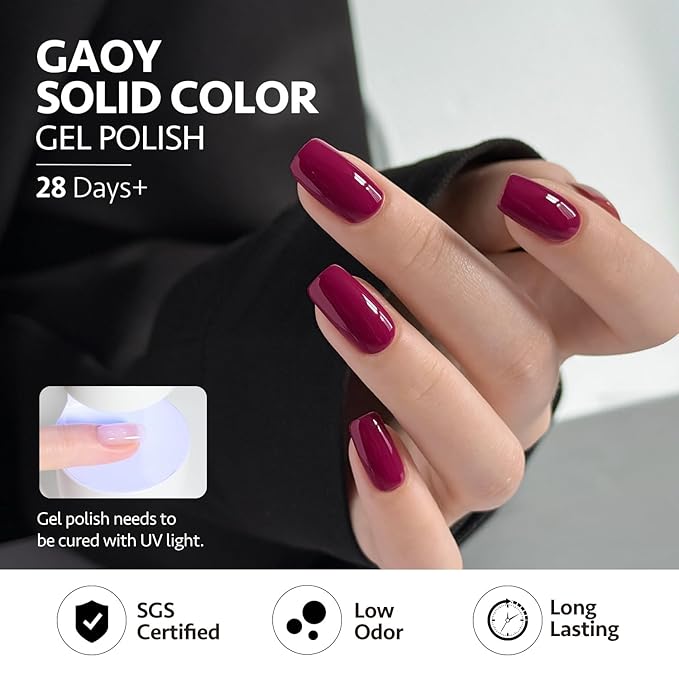 GAOY Purple Gel Nail Polish Set, 6 Colors Dark Purple Blue, Soak Off UV Light Cure Gel Polish Kit for Nail Art DIY at Home